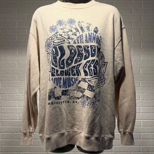 Hollister California Graphic Sweatshirt Crewneck Flowers Beige Small‎